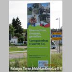 Saarland-Therme Rilchingen, Infotafel zu Tourismus im nahen Sarreguemines, am Strassenkreisel zur B51